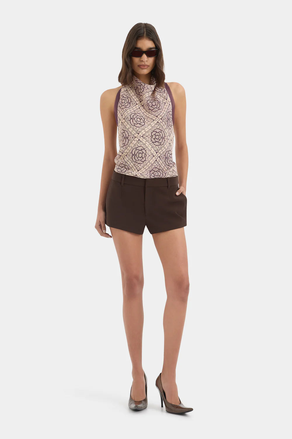 Mireli Halter Tie Top - Rose Parquet