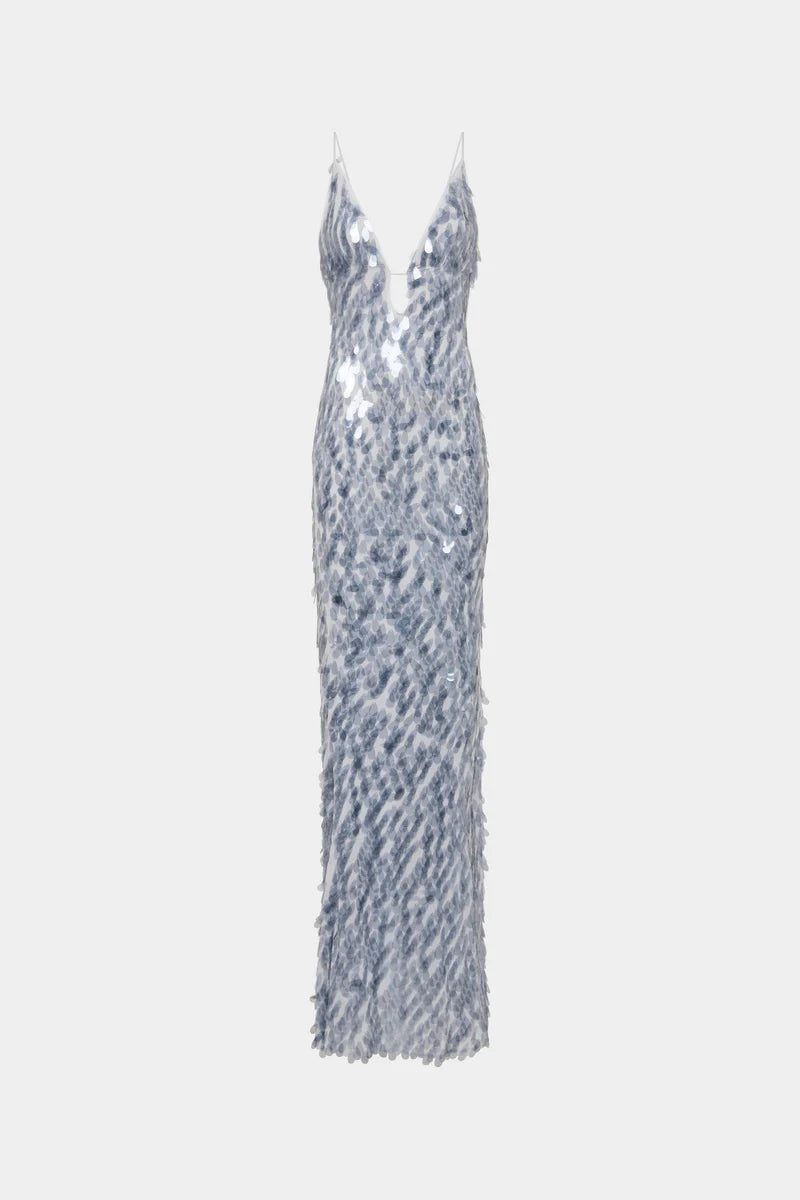 The Sapphire Sequin Maxi Dress - Dove Grey