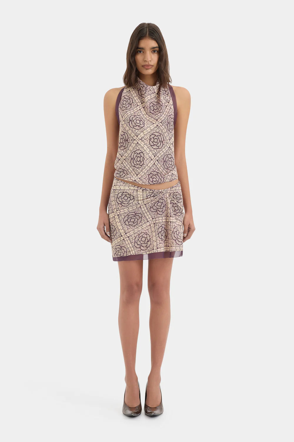 Mireli Halter Tie Top - Rose Parquet