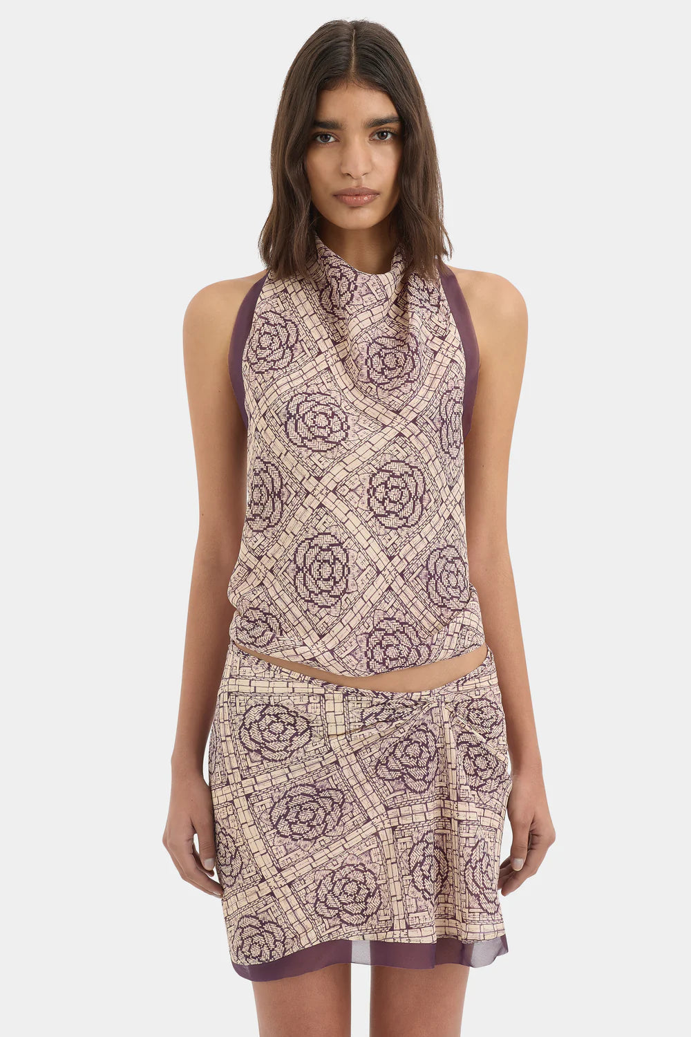 Mireli Halter Tie Top - Rose Parquet