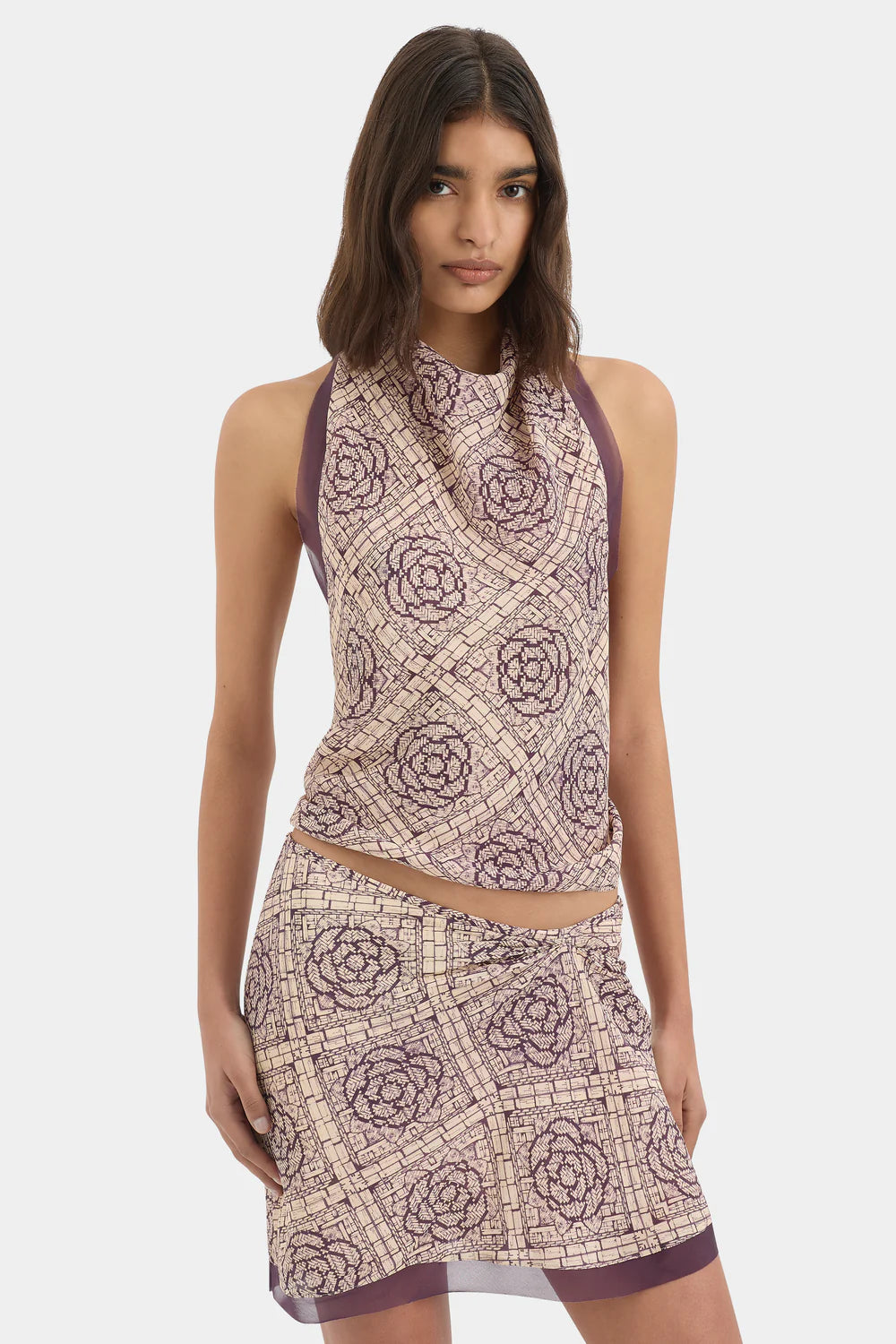 Mireli Halter Tie Top - Rose Parquet