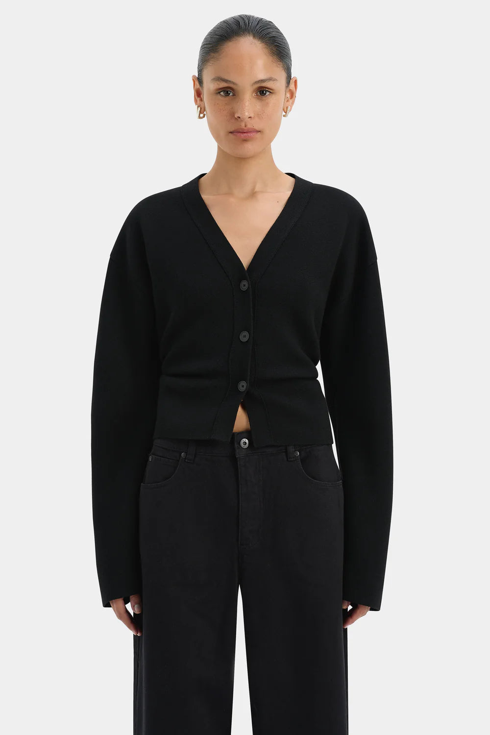Anaya Gathered Cardigan - Black