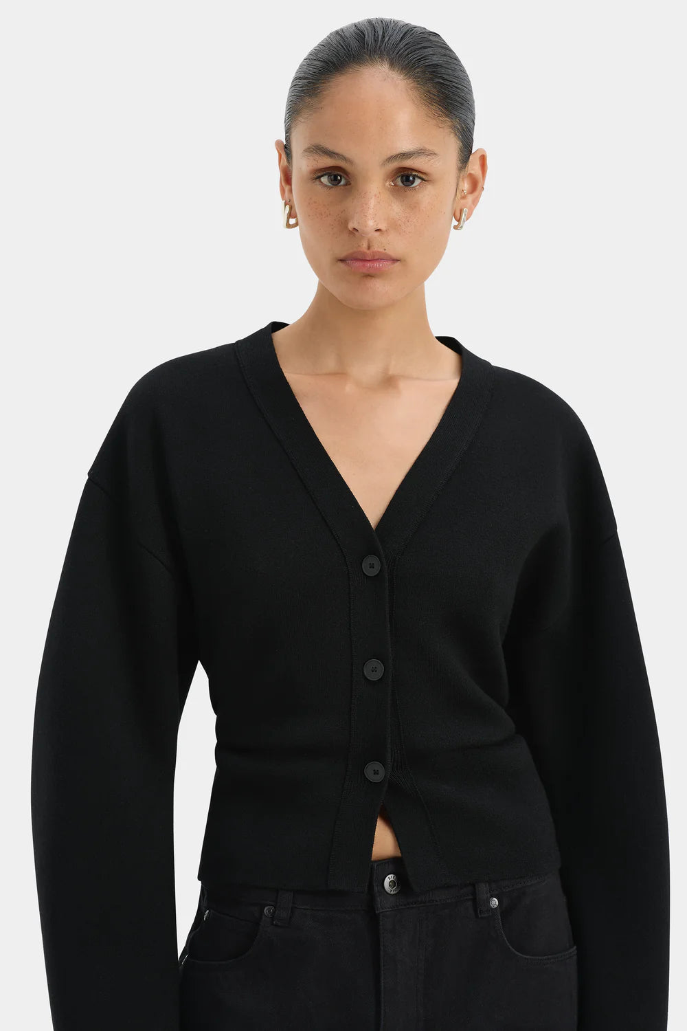 Anaya Gathered Cardigan - Black