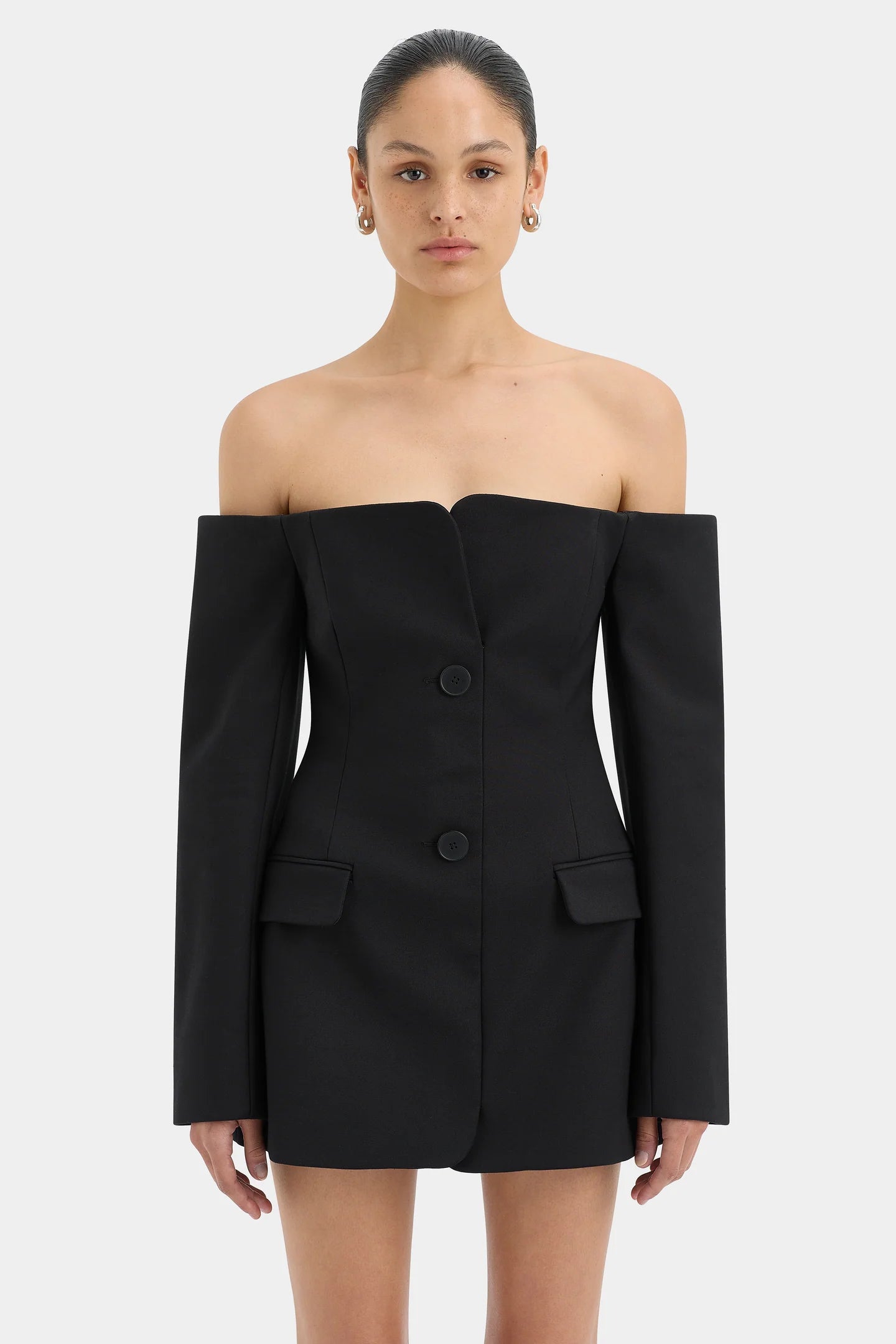 Sandrine Tailored Mini Dress - Black
