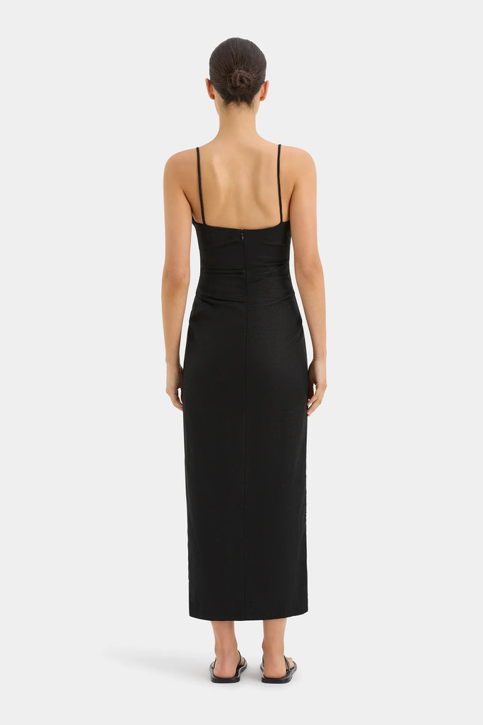 Noemi Balconette Midi Dress - Black