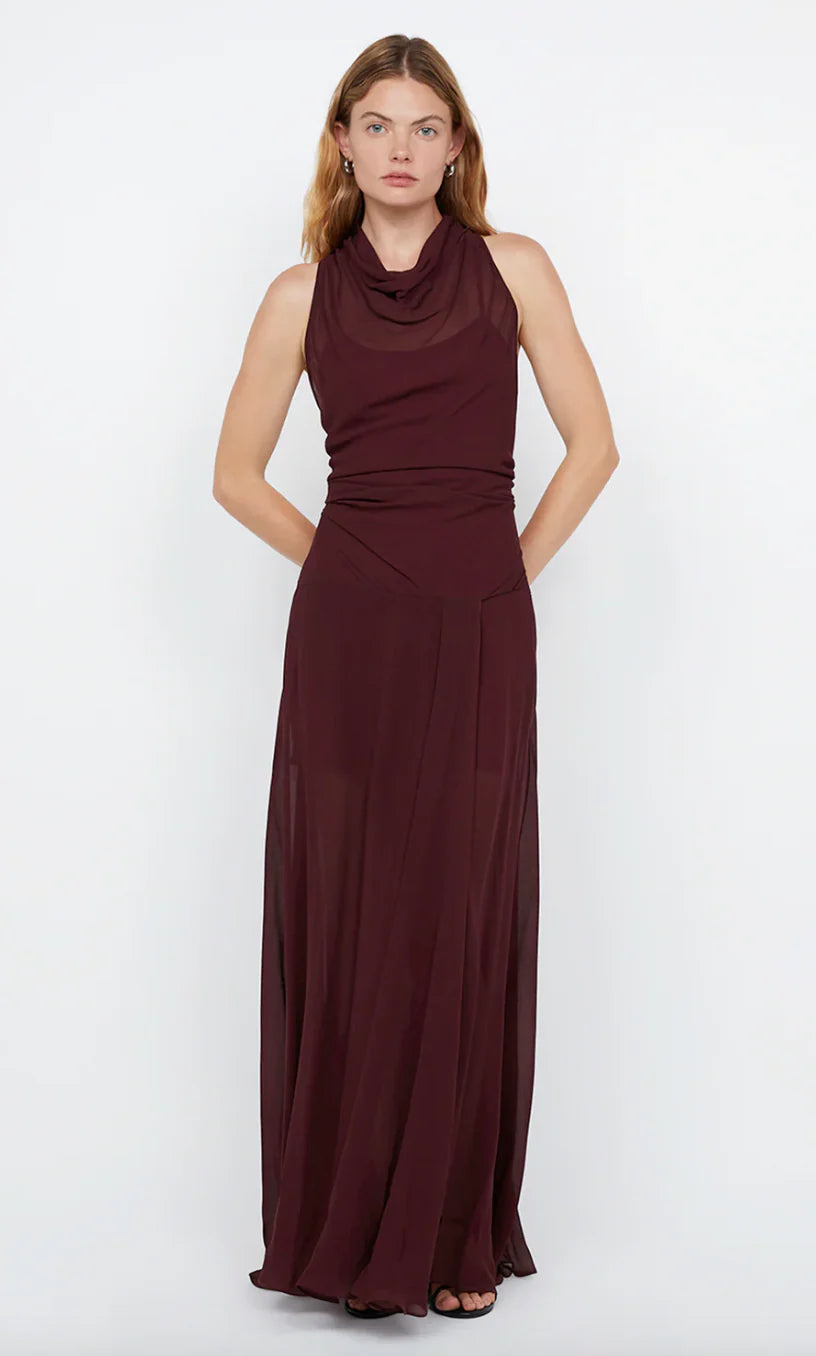 Rochelle High Neck Dress Plum