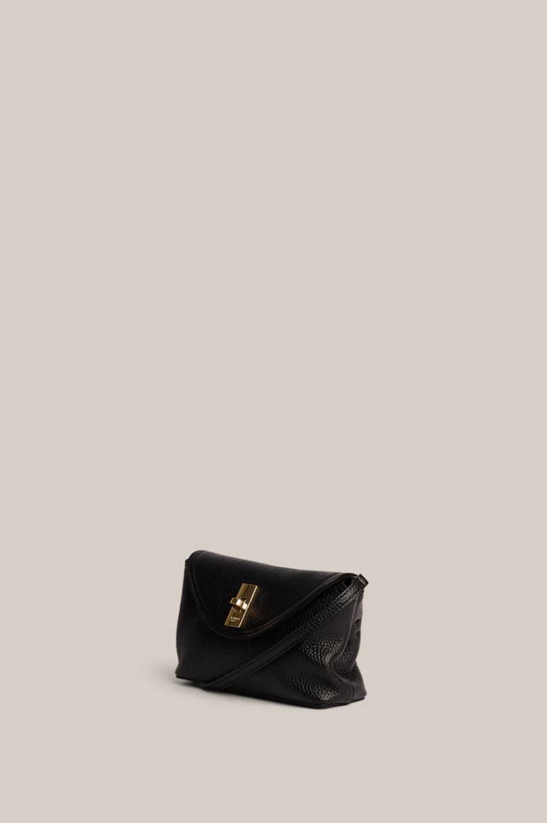 Sloane Mini Black Leather Crossbody Clutch