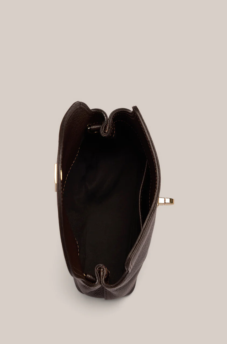 Sloane Mini Dark Choc Leather Crossbody Clutch