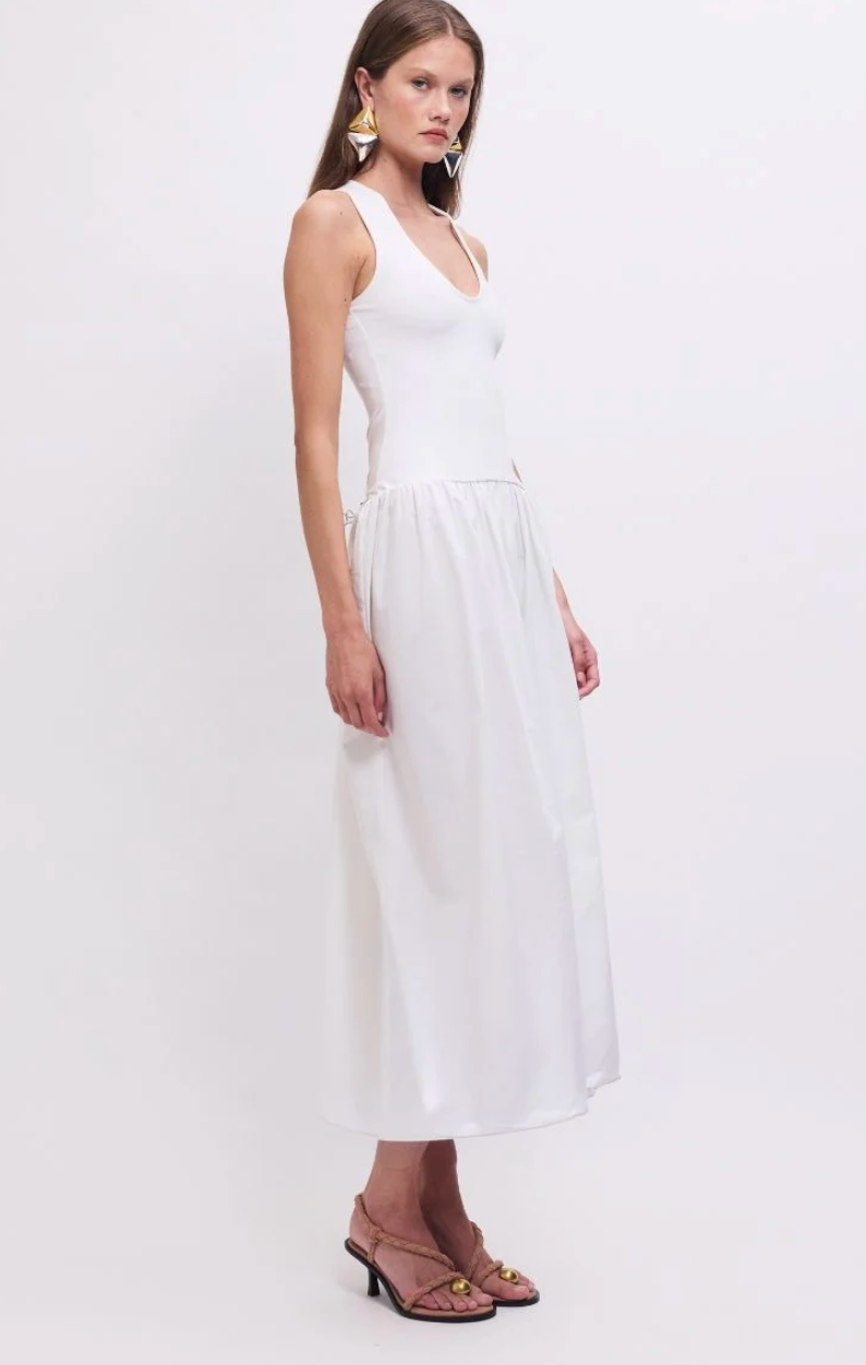 Naples Drop Waist Midi Dress - White