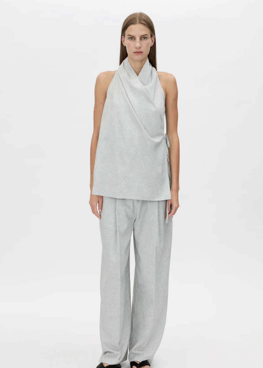 Alta Wrap Top - Light Blue Marle