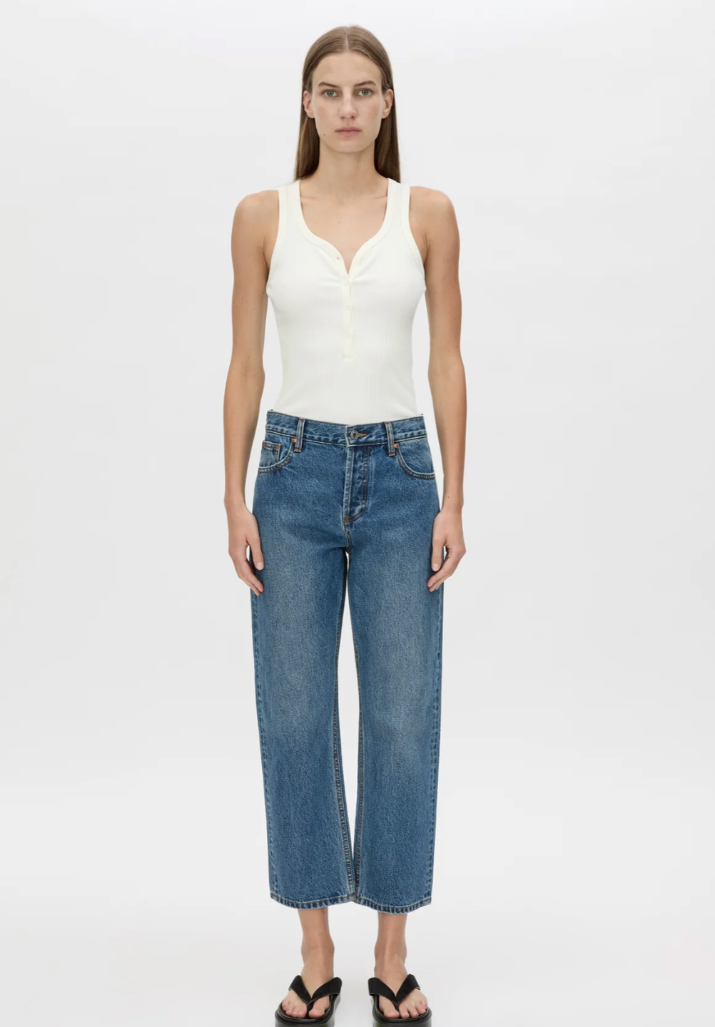 Nora Button Down Tank - Soft White