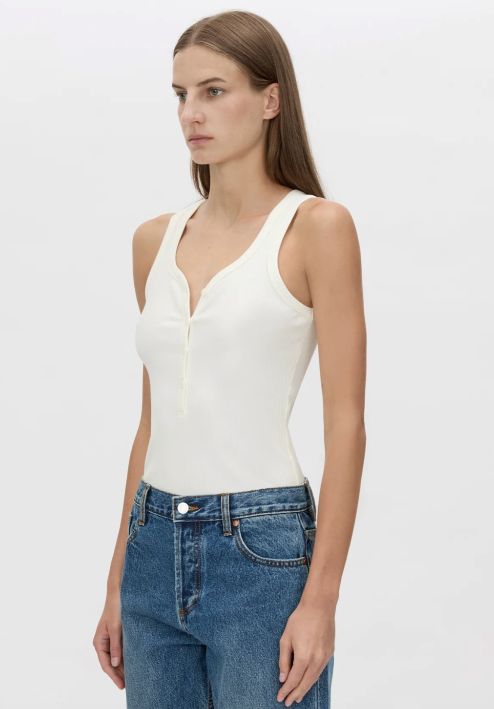 Nora Button Down Tank - Soft White
