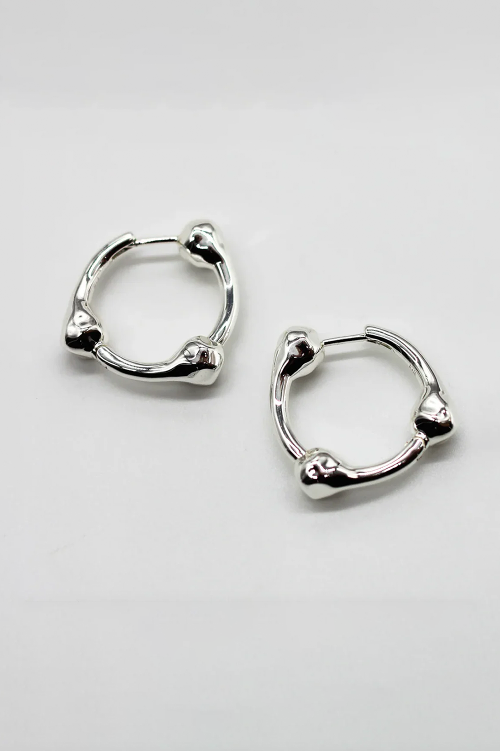 Hammered Ball Hoops Large - Sterling Silver Plating