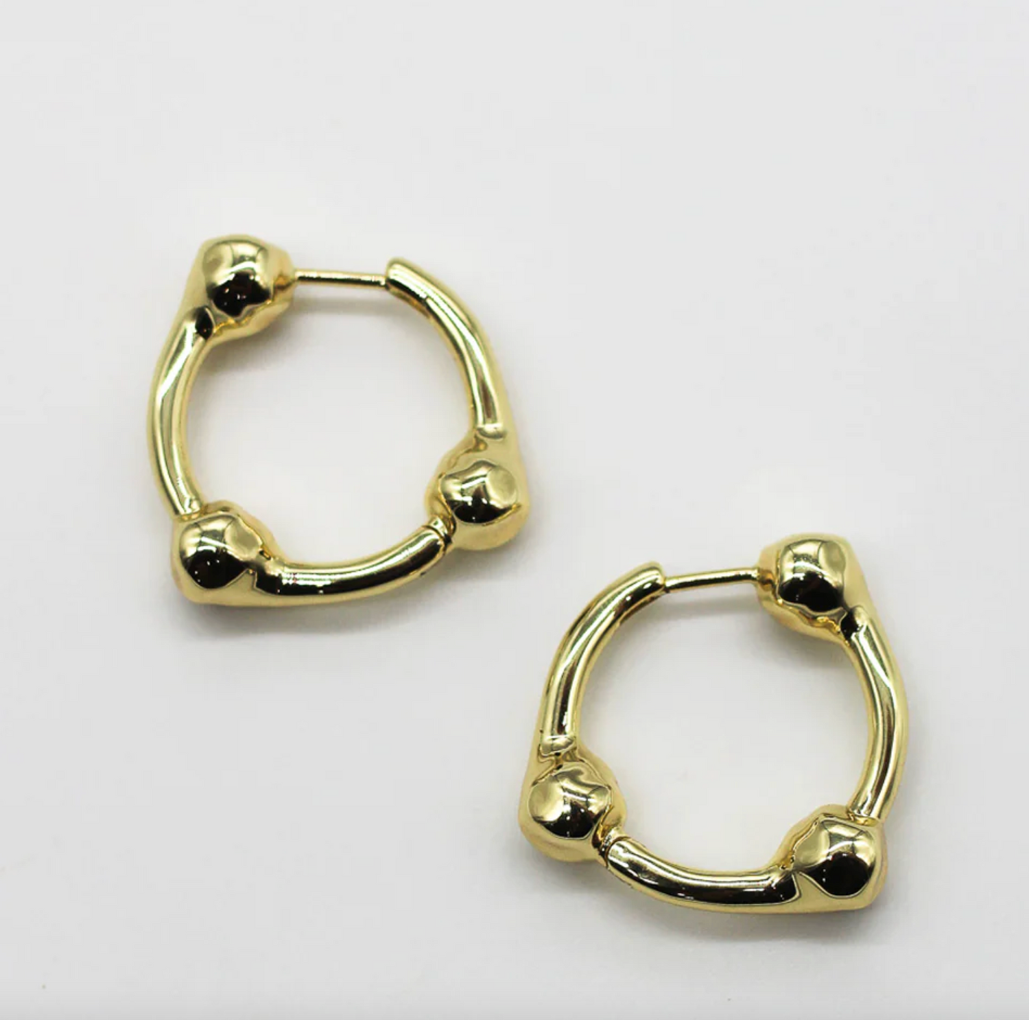 Hammered Ball Hoops Small - 18k Gold Plating