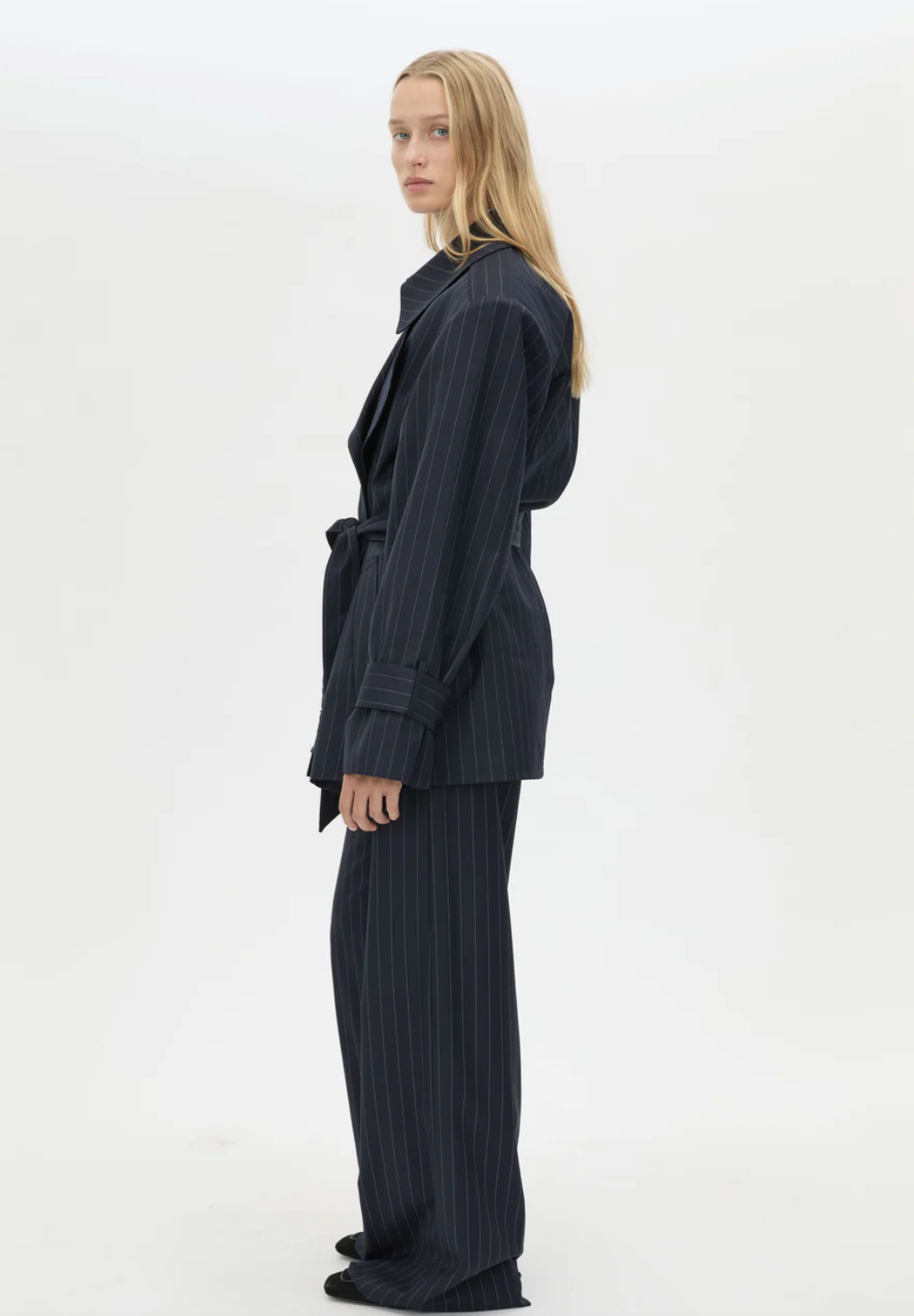Brody Short Trench Coat - French Navy Stripe