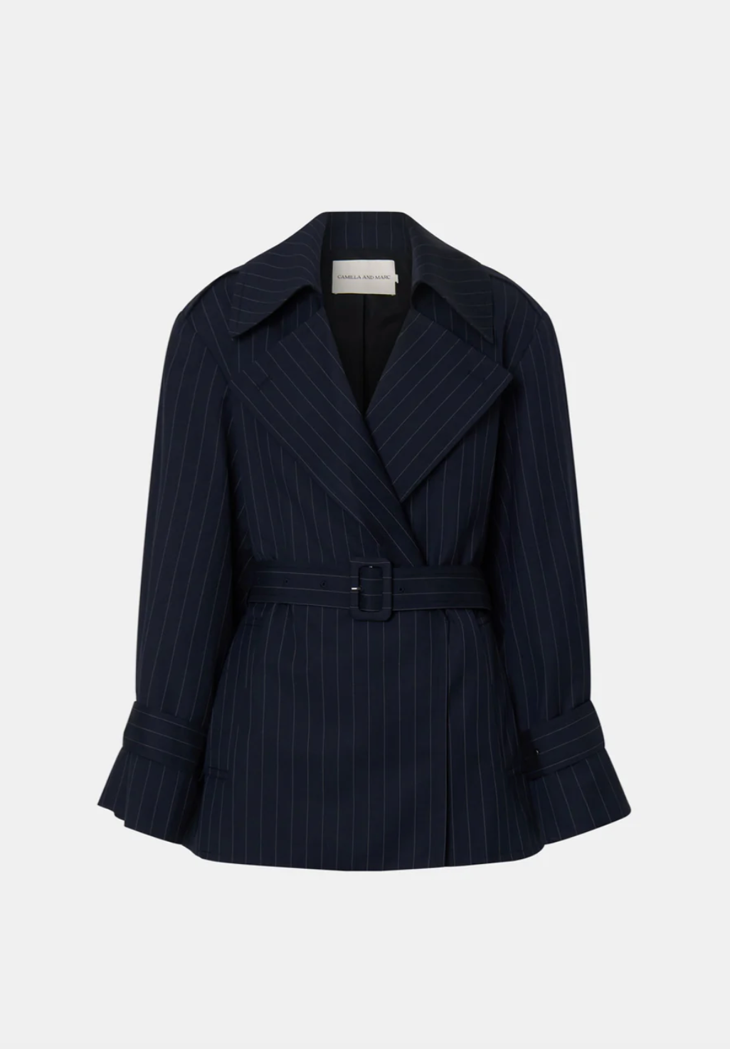 Brody Short Trench Coat - French Navy Stripe