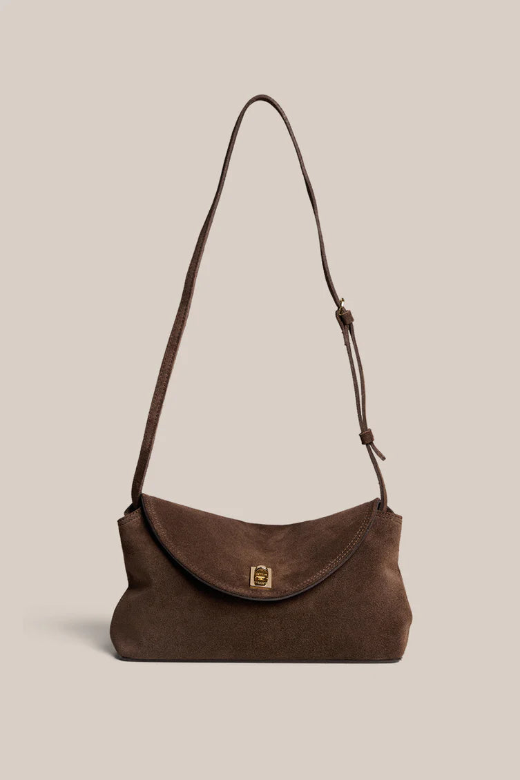 Sloane Classic Dark Chocolate Suede Clutch