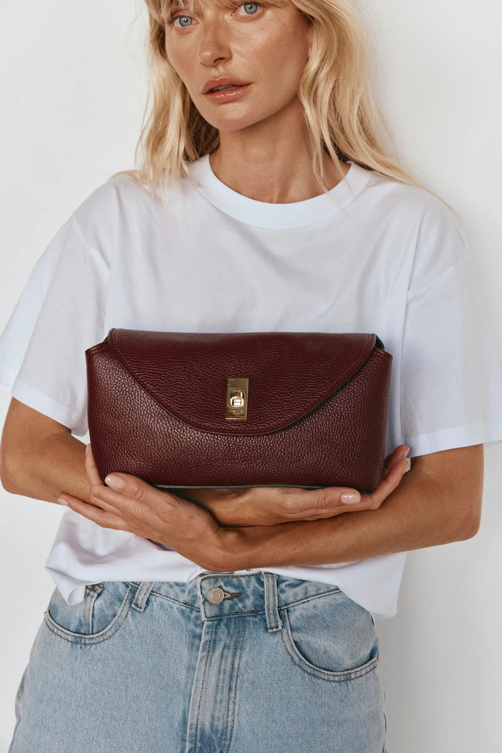 Sloane Bordeaux Leather Convertible Clutch