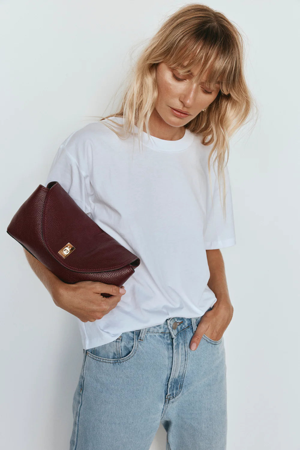 Sloane Bordeaux Leather Convertible Clutch
