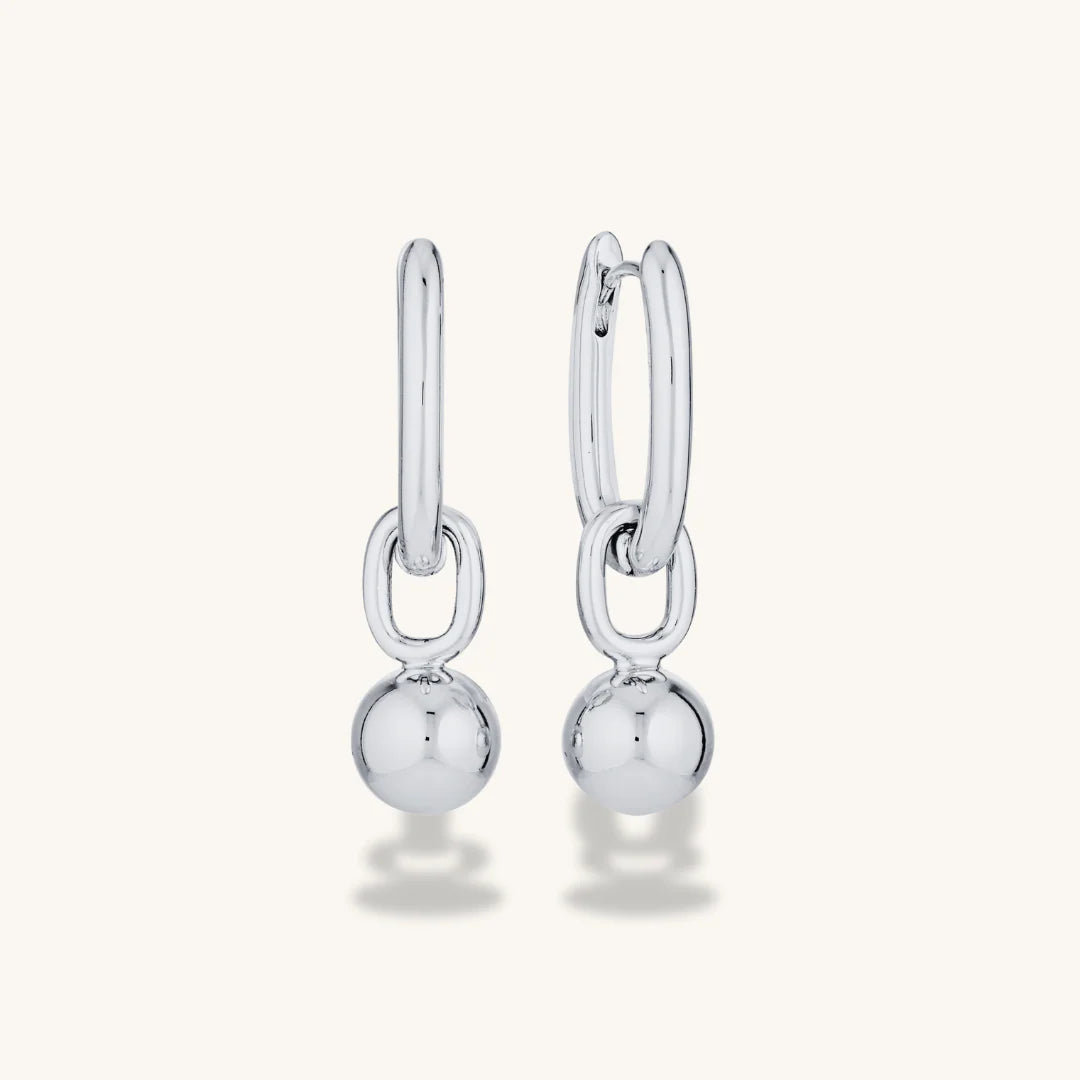 Sphere Hoop Earrings - Silver