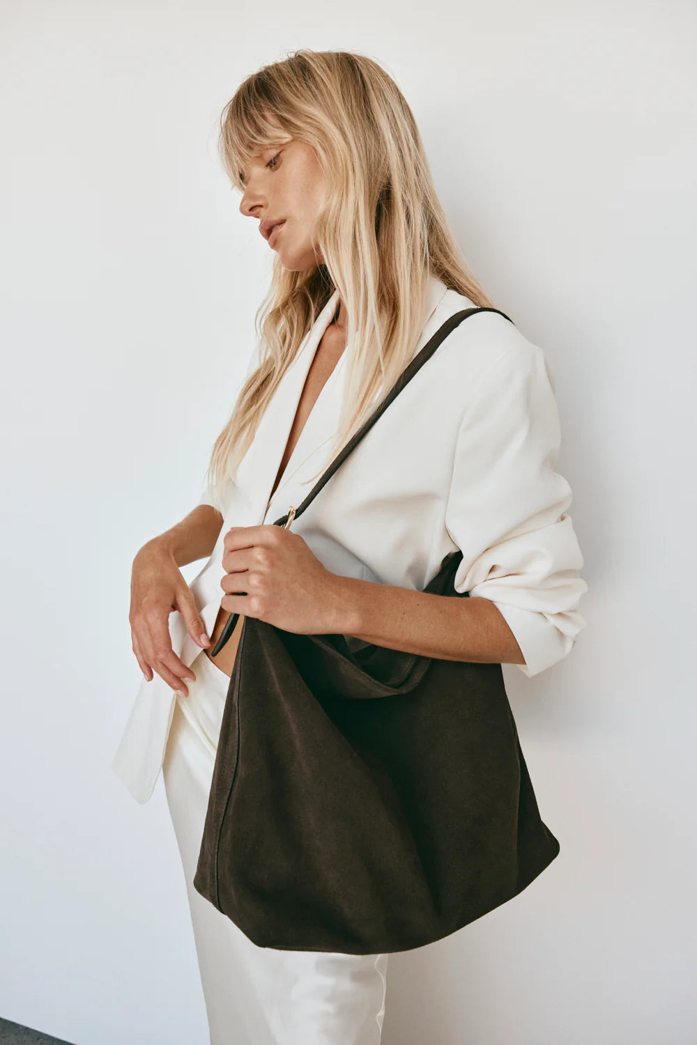 Savannah Dark Choc Suede Hobo Bag