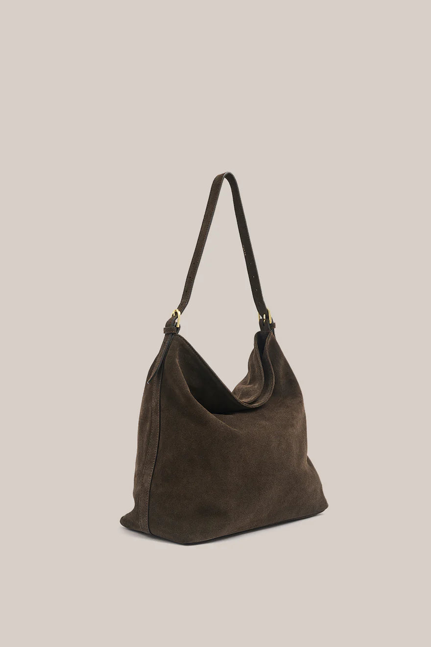 Savannah Dark Choc Suede Hobo Bag
