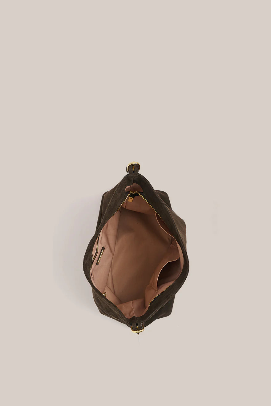 Savannah Dark Choc Suede Hobo Bag
