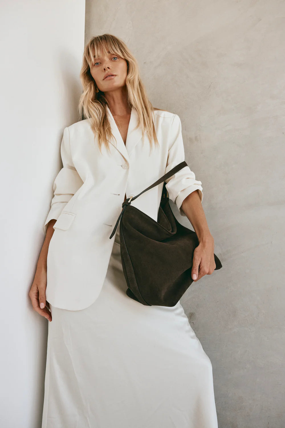 Savannah Dark Choc Suede Hobo Bag