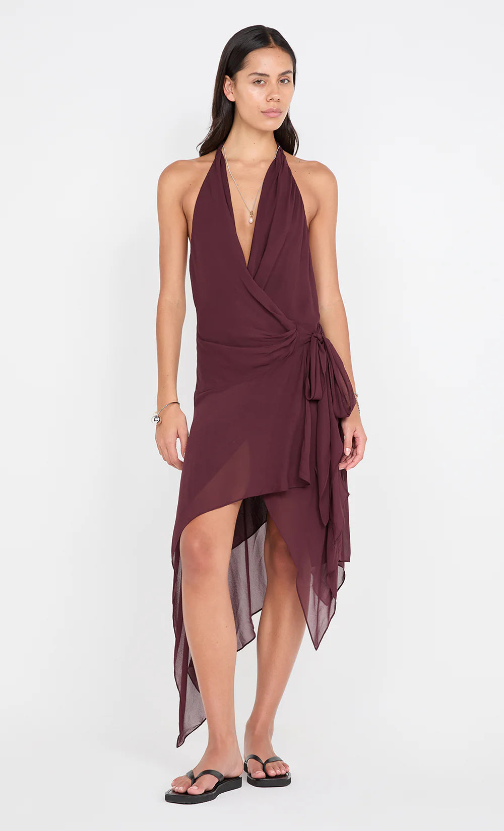 Rochelle Wrap Midi Dress - Plum