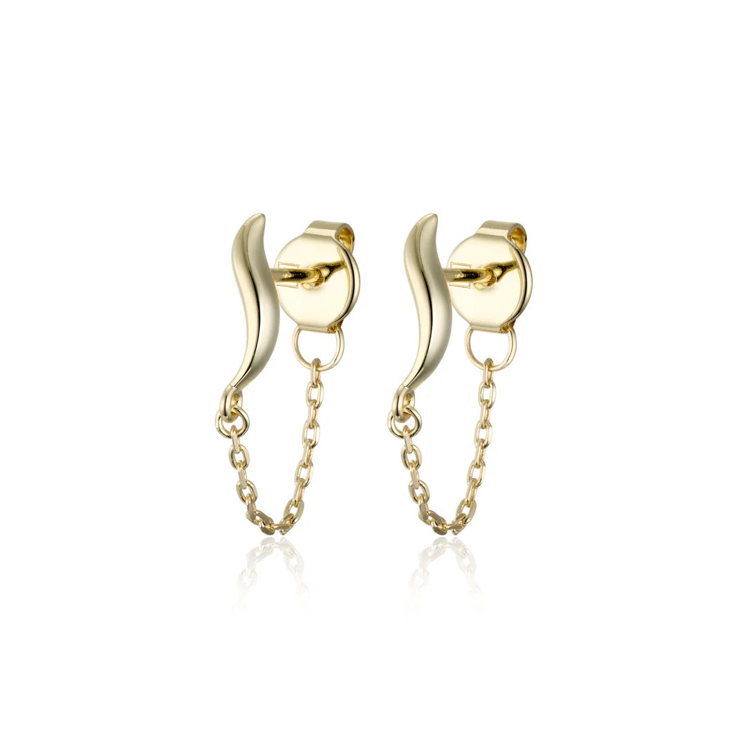 Wave Chain Stud - Silver + 18K Gold Plating