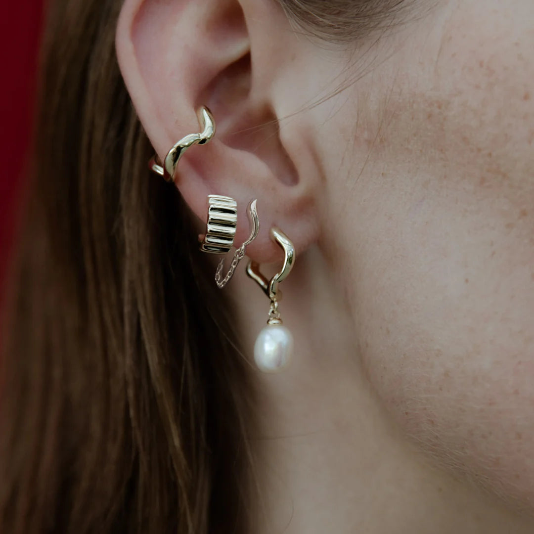 Wave Chain Stud - Silver + 18K Gold Plating