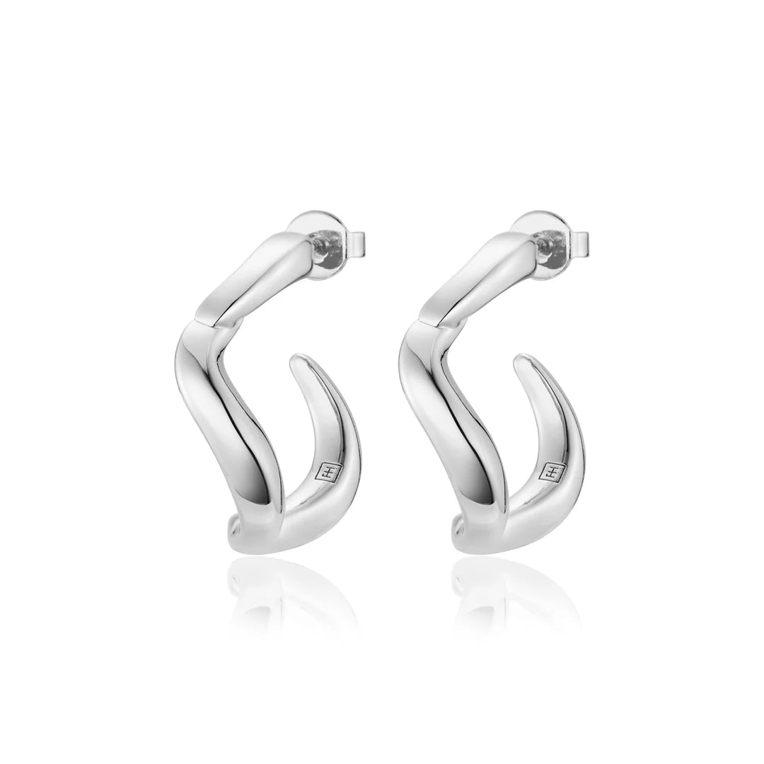 Wave Hoops Earrings Small - Sterling Silver