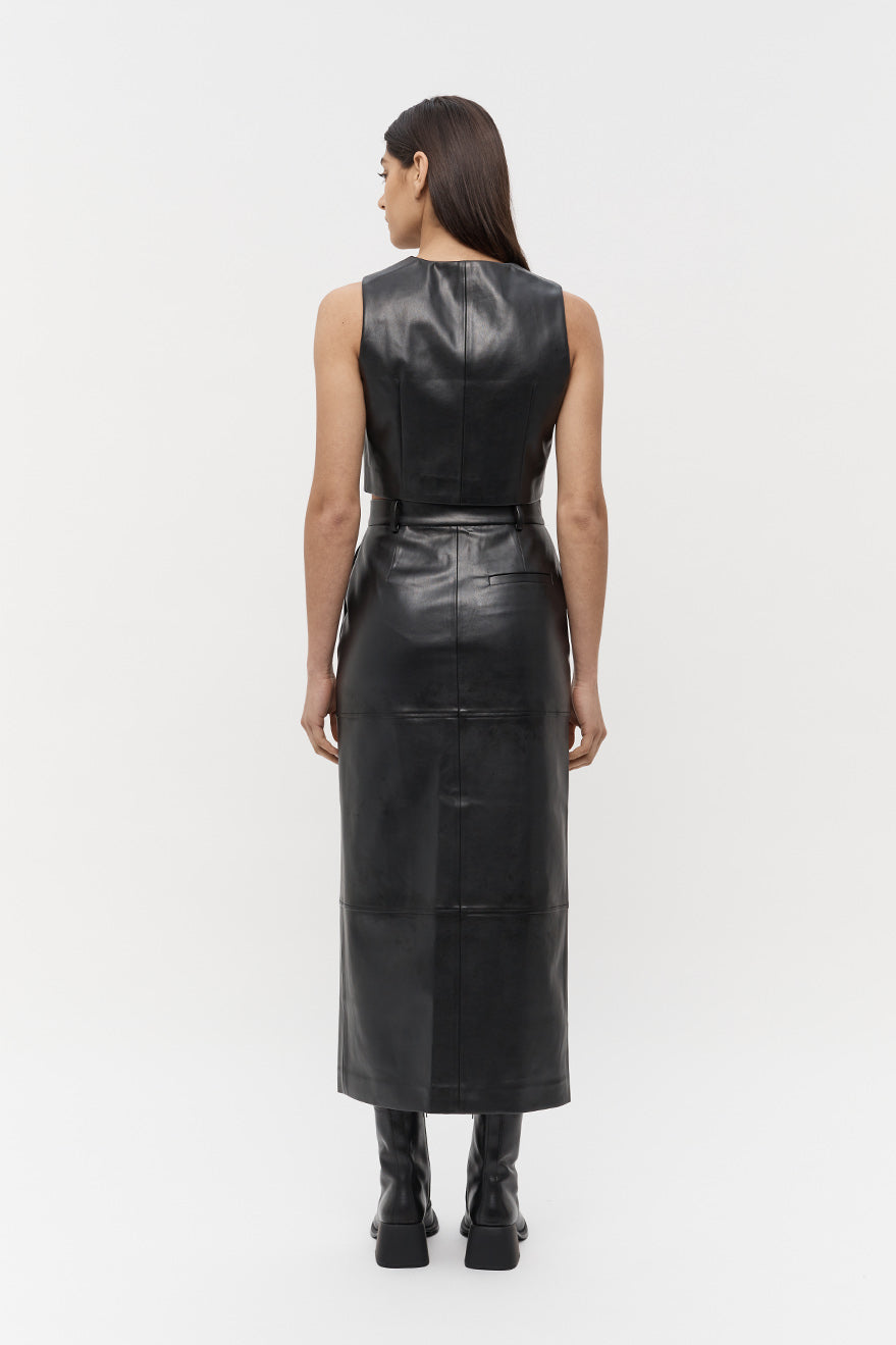 Willa Vegan Leather Midi Skirt