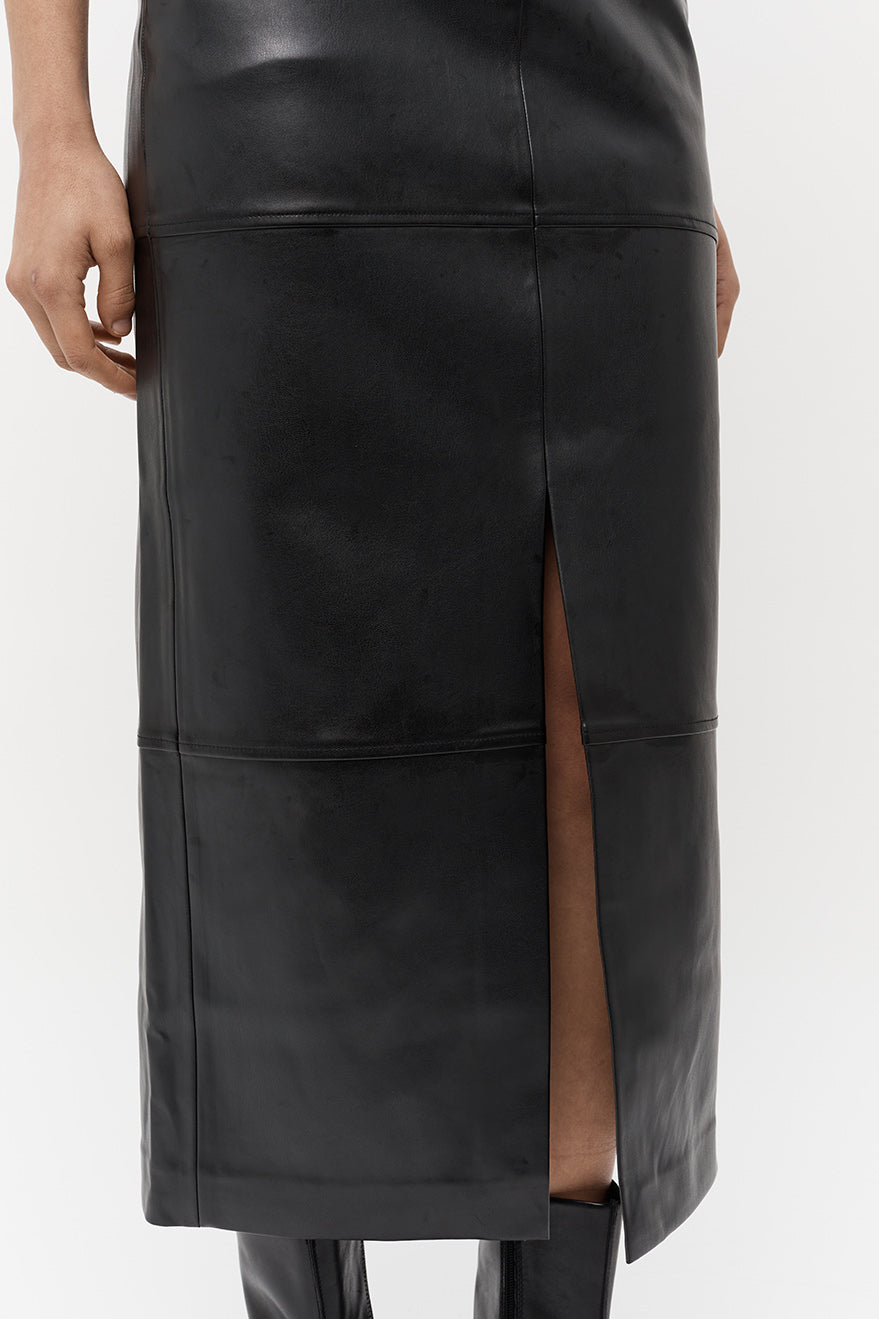 Willa Vegan Leather Midi Skirt