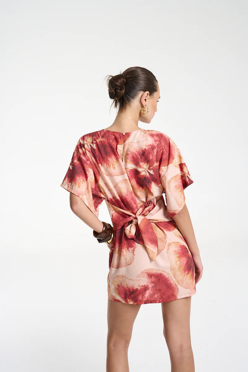 Tie Front Dress - Aloha Print