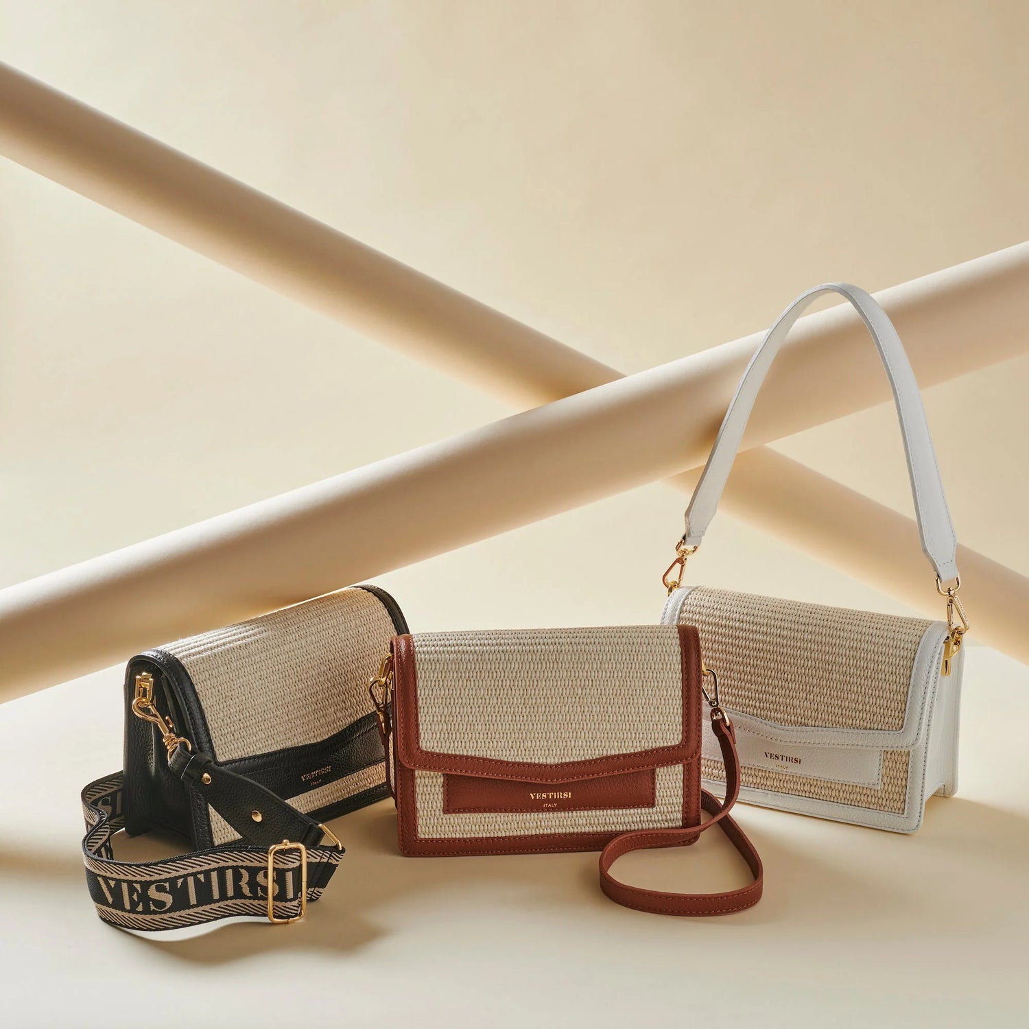 Amelia Raffia Crossbody Bag - Tan