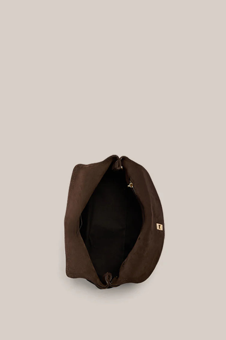 Sloane Classic Dark Chocolate Suede Clutch
