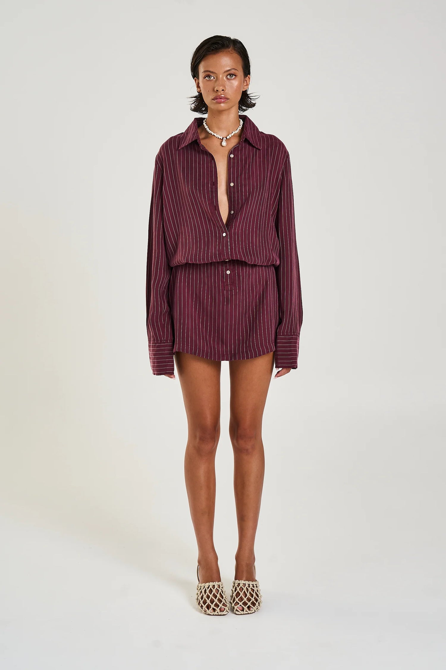 Button Up Dress - Kina Pinstripe