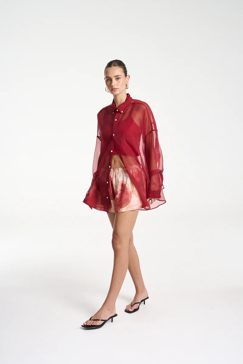 Mercurio Silk Shirt - Carmine Red