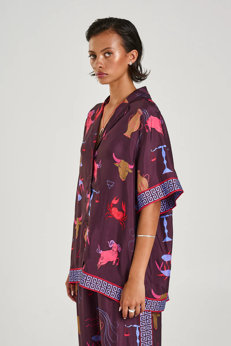 Button Up Short Sleeve Shirt - Zodiac