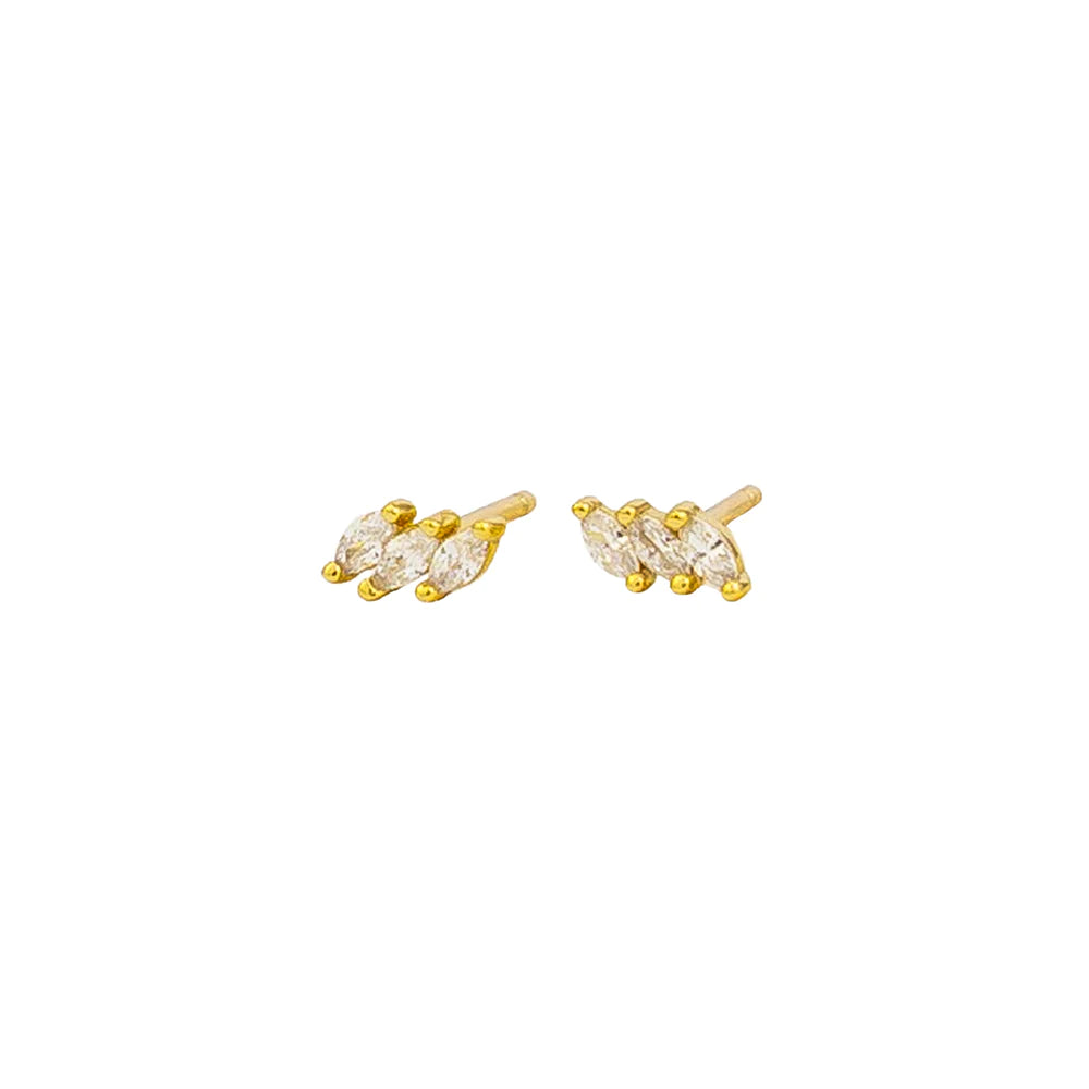 Crystal Nellie Studs - Sterling Silver + Gold