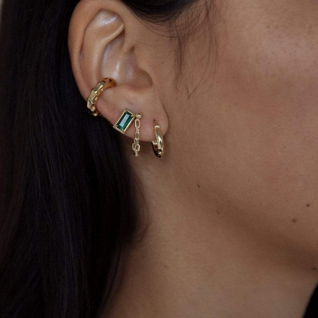 Bruce Chain Studs Sterling Silver + 18k Gold