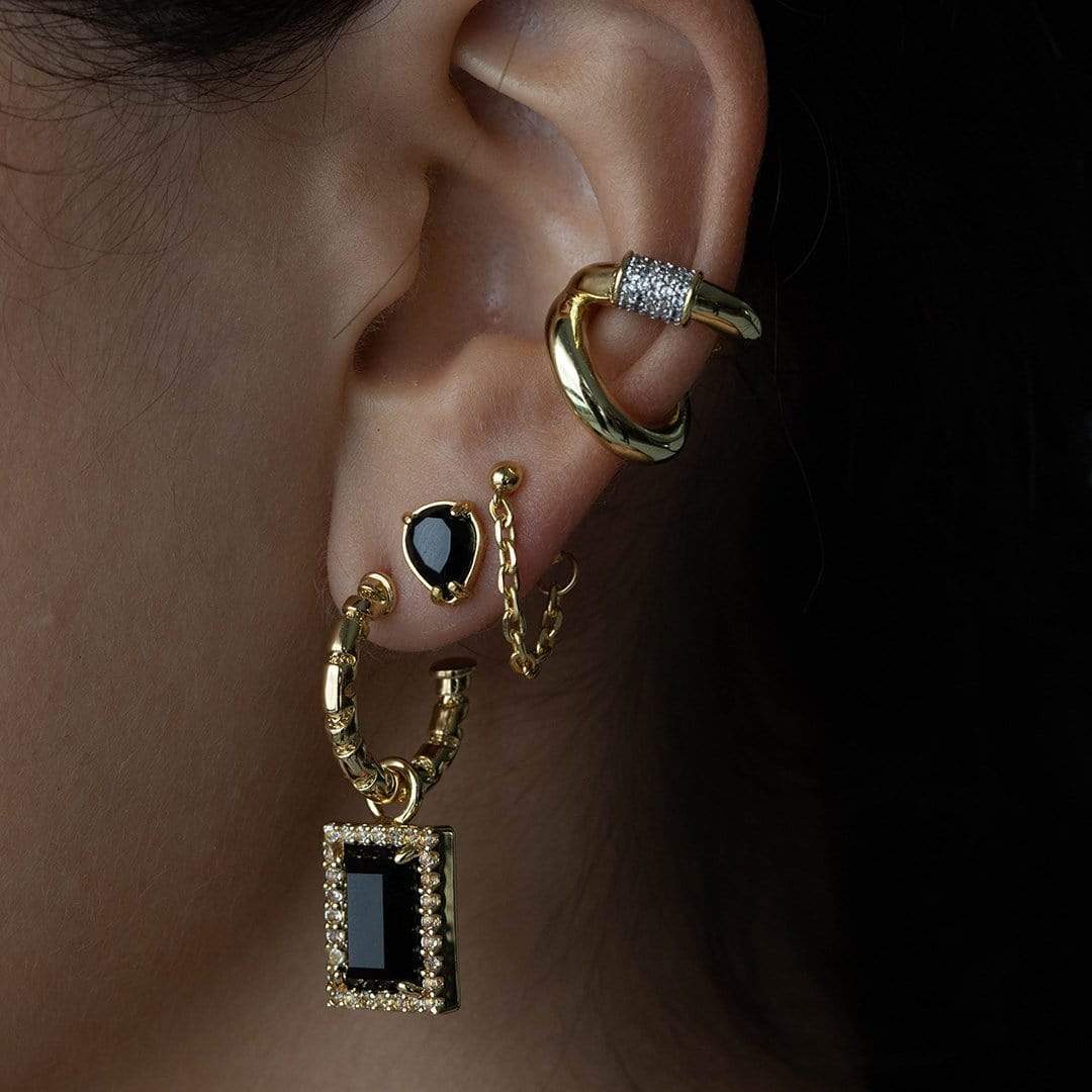 Bruce Chain Studs Sterling Silver + 18k Gold